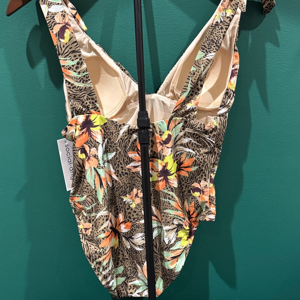 Tropical & Leopard Print One Piece Swimsuit NWT - Picture 2 of 7